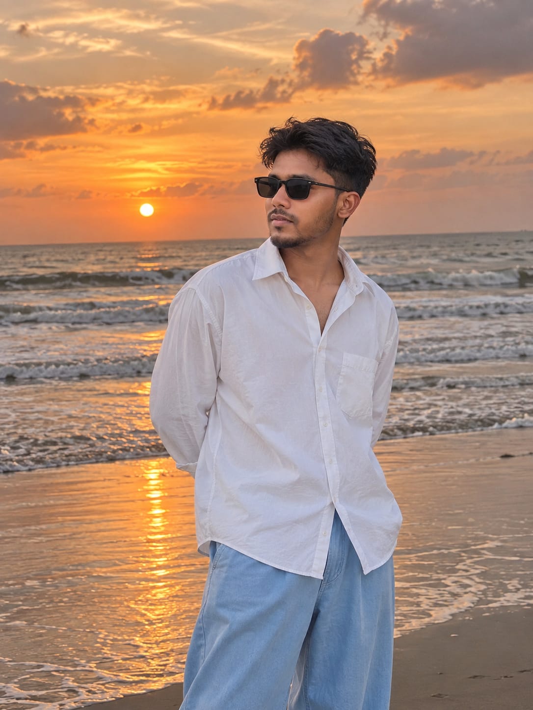 সমুদ্রের ধারে সূর্যাস্তে মাসুদ মণ্ডল